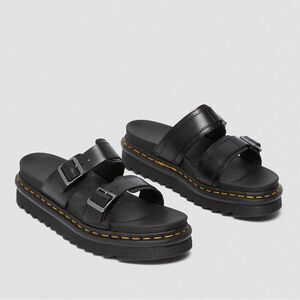 Dr. Martens MYLES BRANDO LEATHER BUCKLE SLIDE SANDALS new sz 10